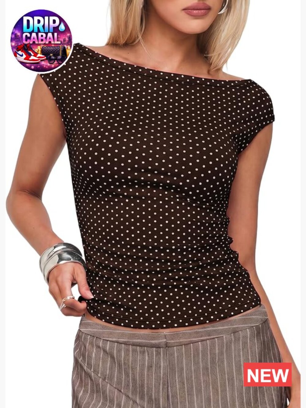 Off Shoulder Tank Top Ruched Polka Dot Sleeveless Top Y2K Going Out